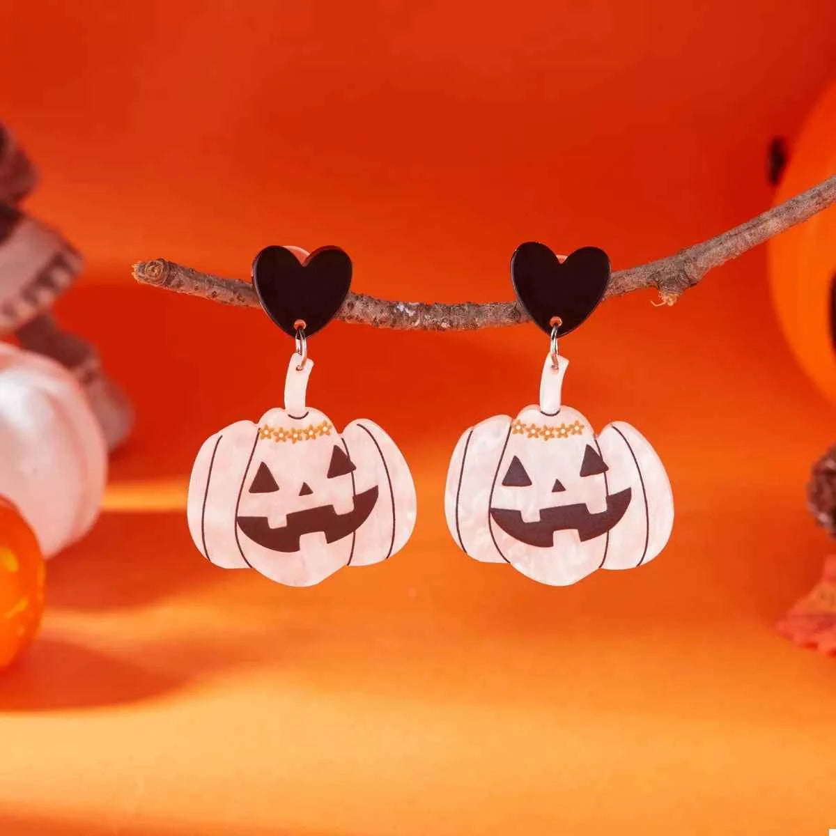 Halloween Pumpkin Heart Drop Earrings