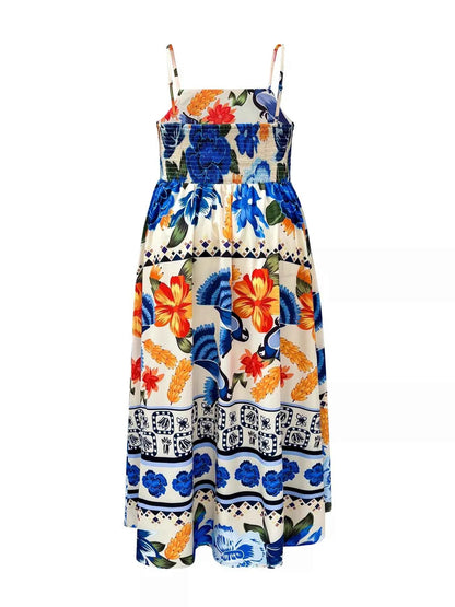 Plus Size Floral Print Spaghetti Strap Maxi Dress