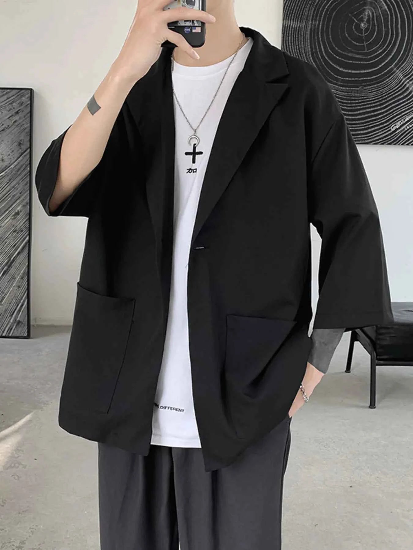 Men's One Button Long Sleeve Blazer