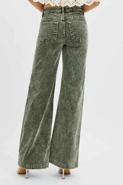 RISEN Full Size High Rise Wide Leg Corduroy Jeans Plus Size