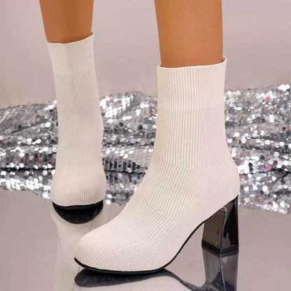 Round Toe Block Heels Boots