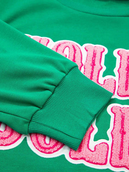 HOLLY JOLLY Towel Embroidered Christmas Holiday Sweatshirt