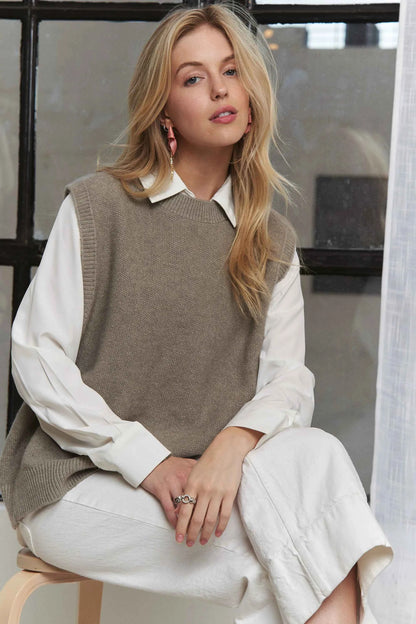 ADORA Round Neck Vest with Slight Open Back