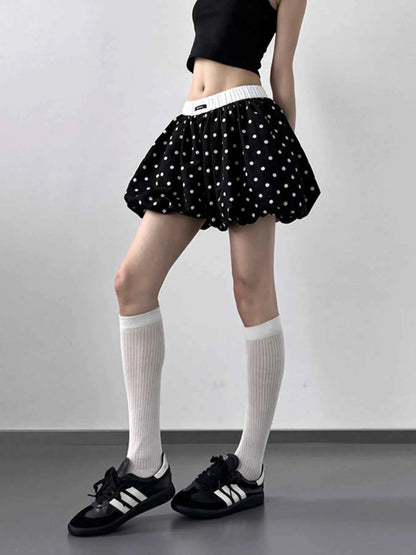 Polka Dot Bubble Shorts with Elastic Waistband