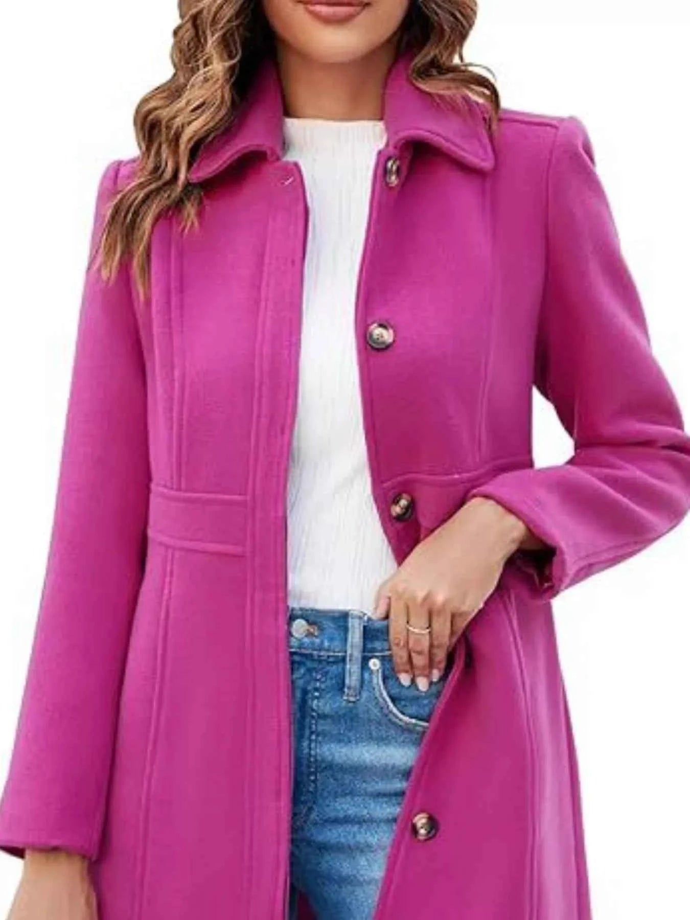Button-Down Wool Blend Coat