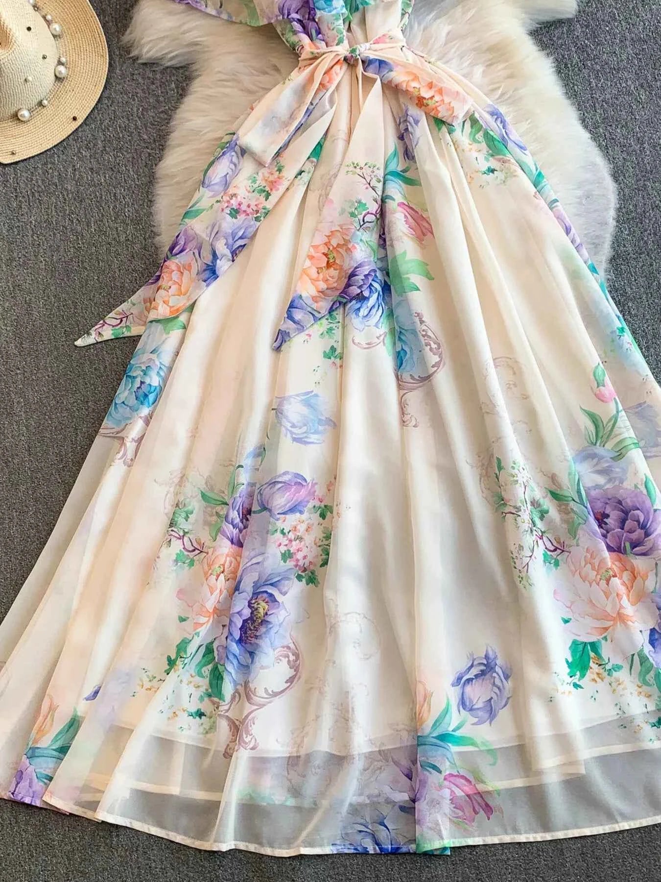 Floral Off-Shoulder A-Line Dress