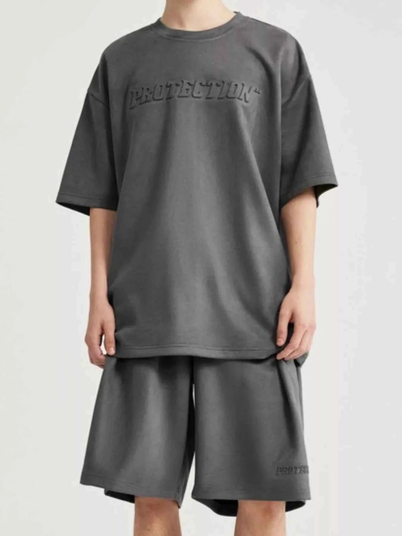 Men's Round Neck Short Sleeve Top and Shorts Set