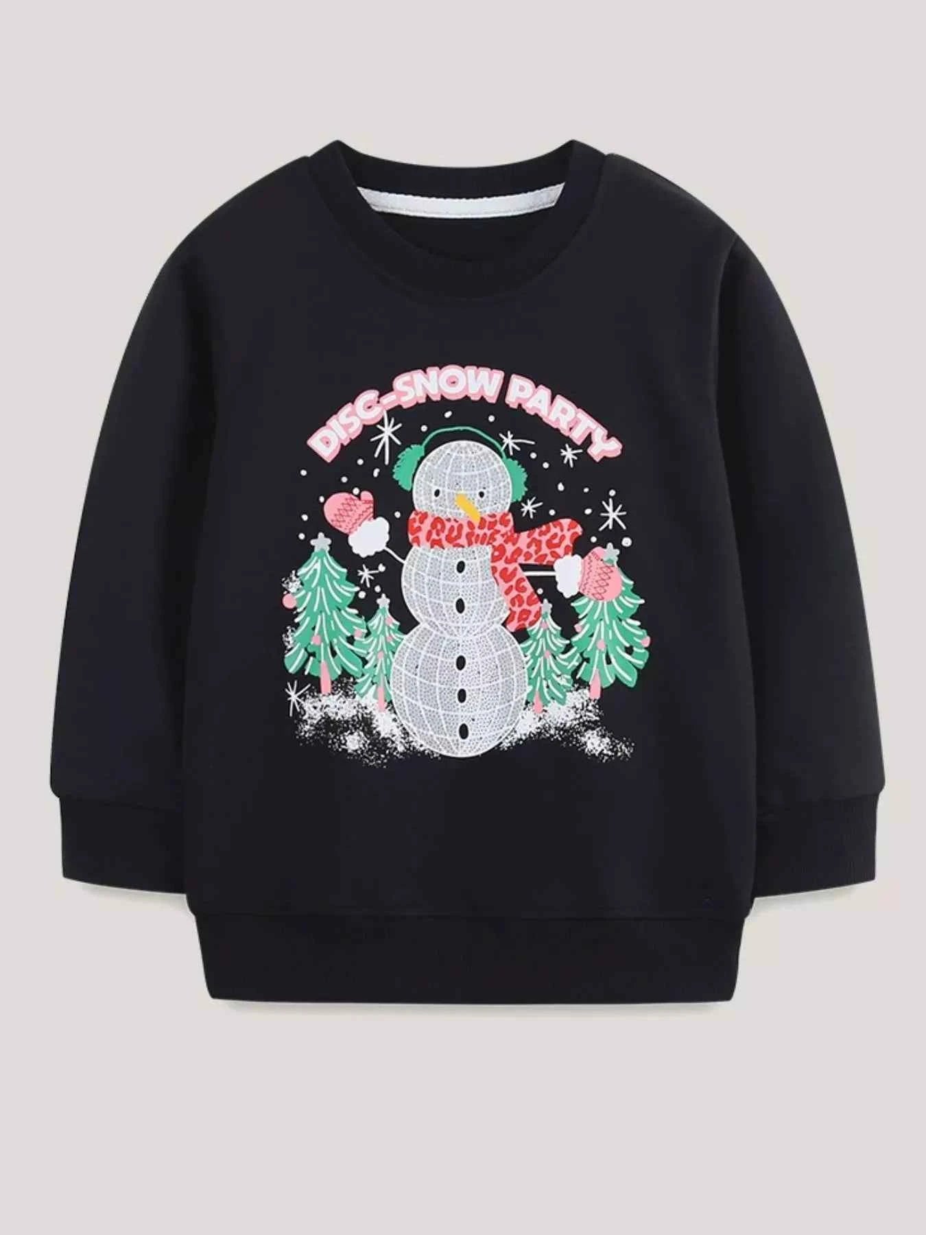 Children's Christmas Snowman Graphic Crewneck Sweatshirt