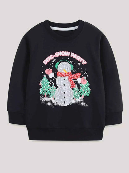 Children's Christmas Snowman Graphic Crewneck Sweatshirt