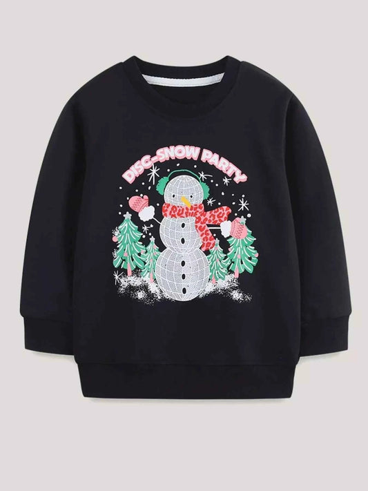 Children's Christmas Snowman Graphic Crewneck Sweatshirt