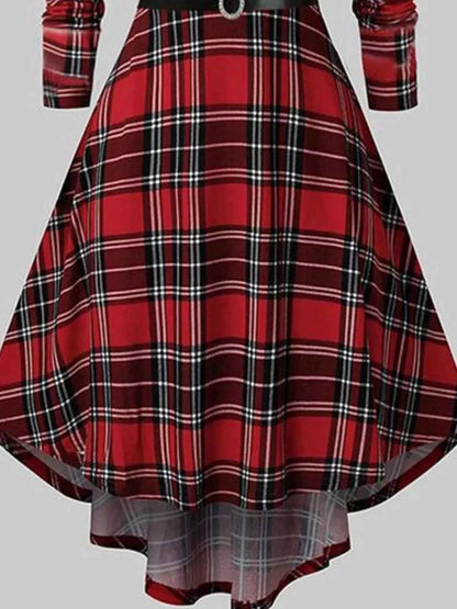 Fuzzy Trim Long Sleeve Christmas Dress