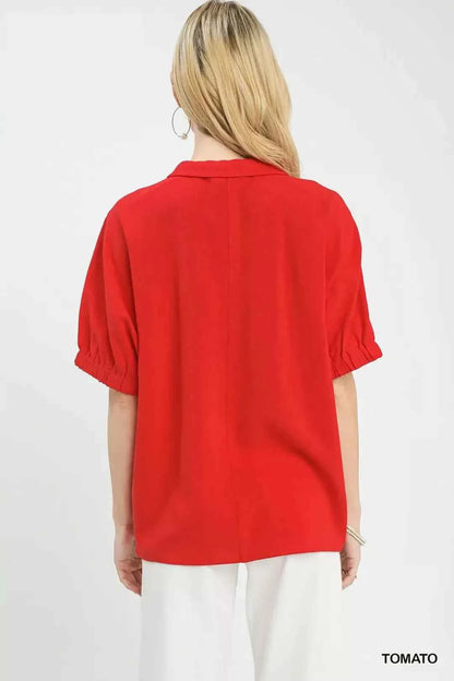Umgee Floral Embroidered Sleeve Blouse
