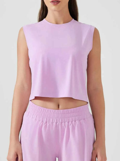Millennia Round Neck Cropped Active Tank