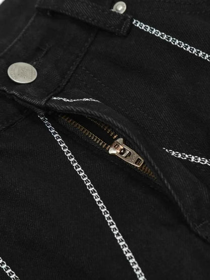 Men's Spider Web Embroidered Flared Jeans