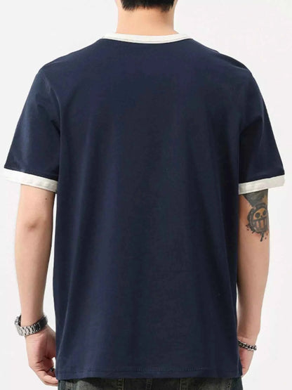 Men's Plus Size Two-Tone Short Sleeve Graphic T-Shirt