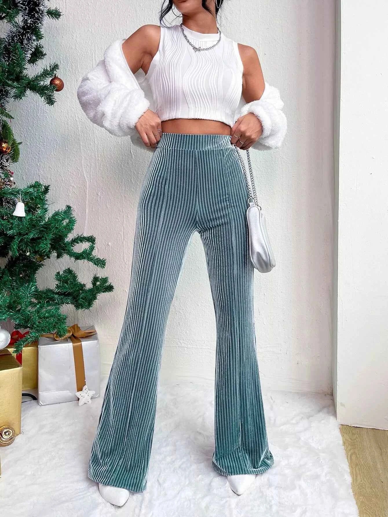 Corduroy High Waist Flare Pants