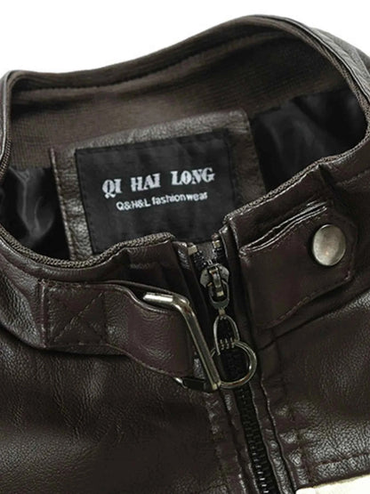 Men's Plus Size Contrast Zip Up Long Sleeve Jacket