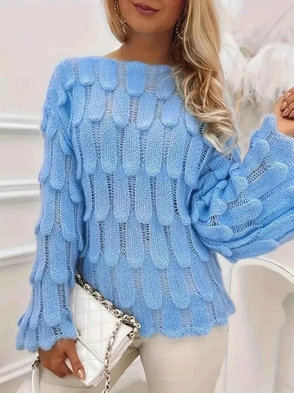 Textured Knit Bell Sleeve Knit Top