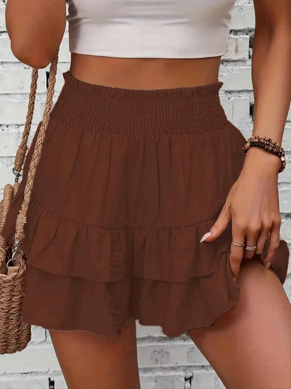 Ruffle Layered High Waist Casual Skort