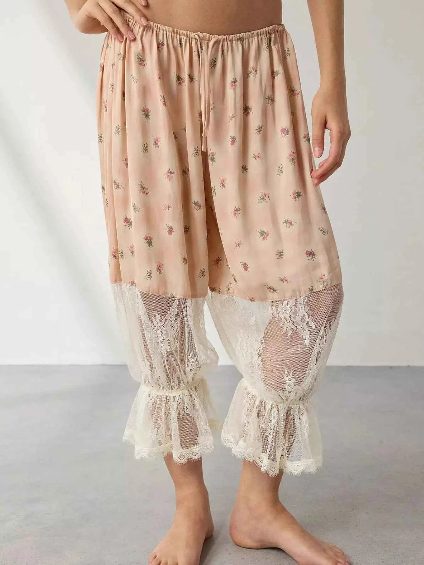 Floral Lace Patchwork Pants