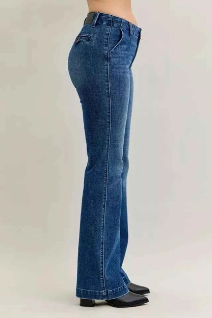 Judy Blue Full Size Mid Rise Bootcut Jeans with Welt Pockets Plus Size