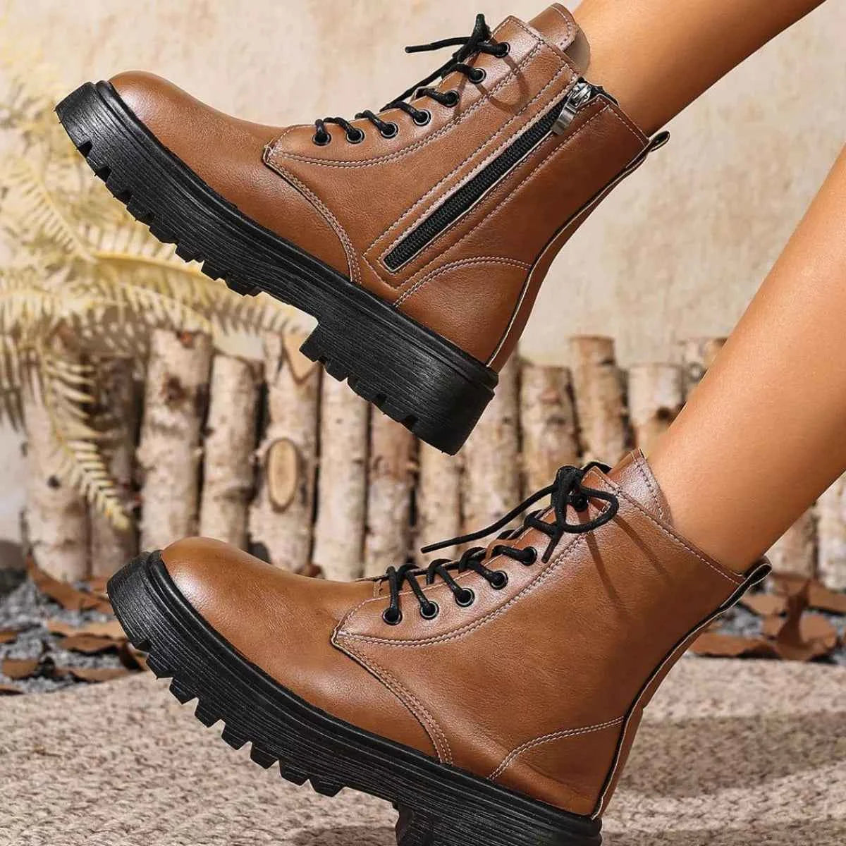 Round Toe Block Heels Boots