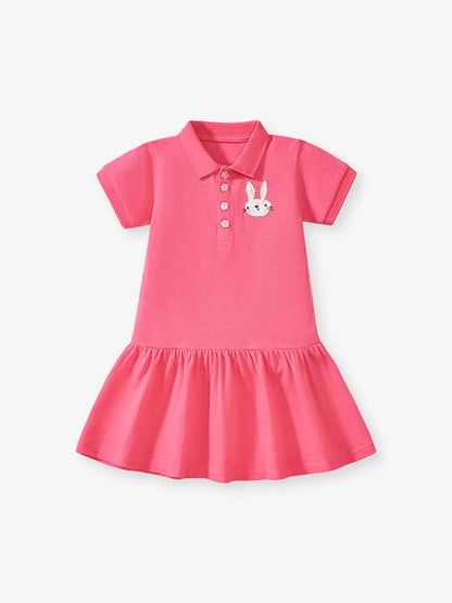 Children's Bunny Embroidered Polo Dress
