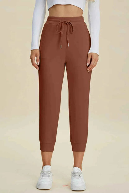 Basic Bae Full Size Air Scuba Drawstring High Waist Cropped Pants