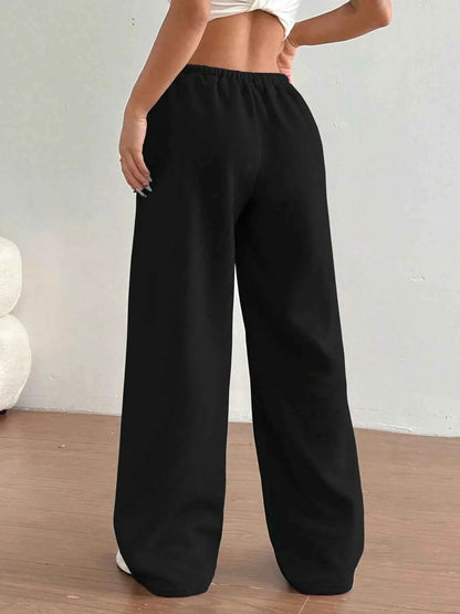 Casual Drawstring High Waist Wide Leg Sweatpants