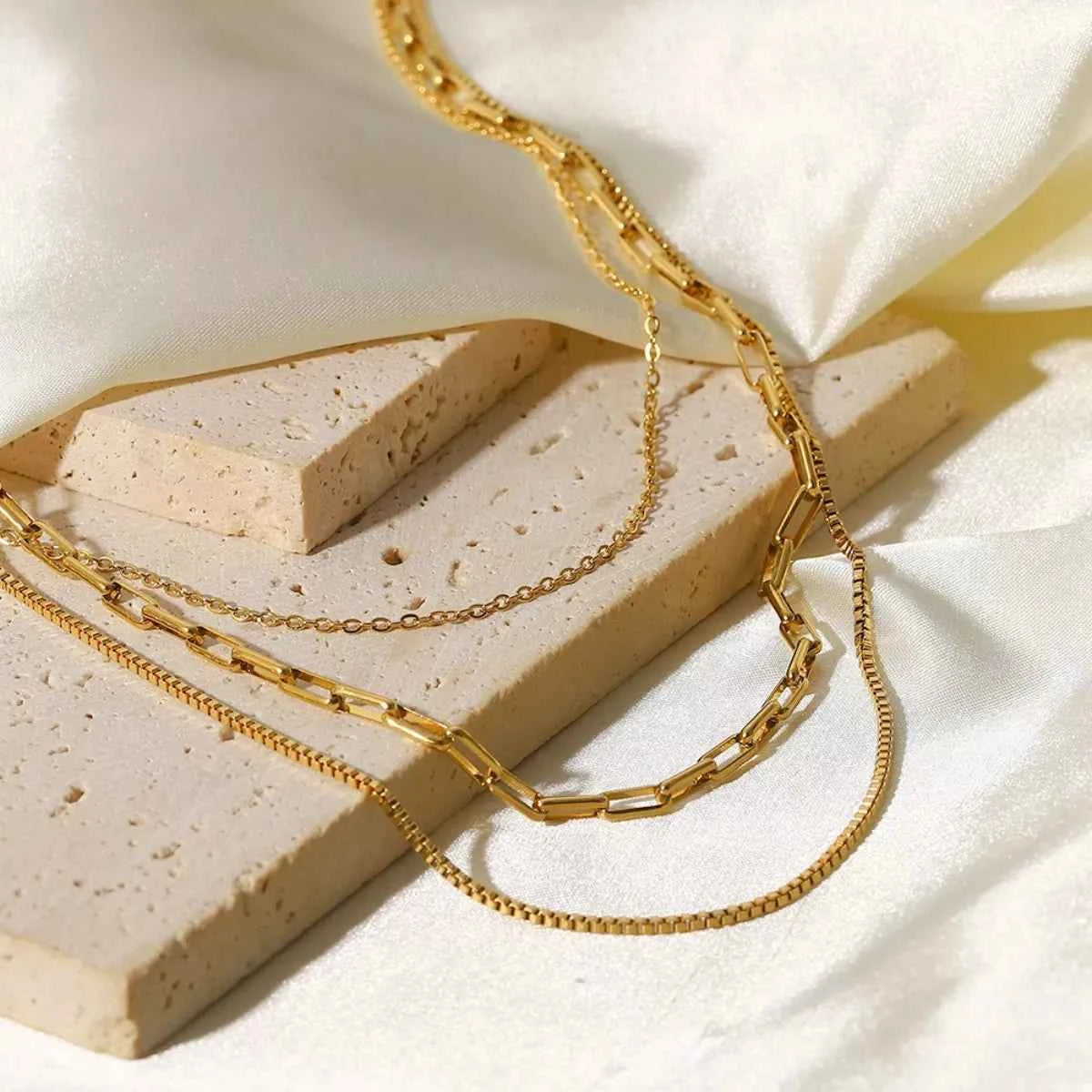 18K Gold-Plated Three Layered Necklace