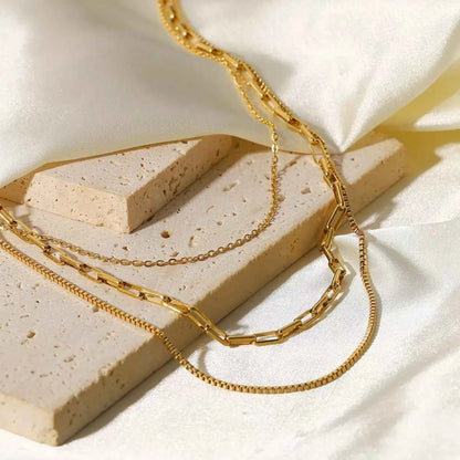 18K Gold-Plated Three Layered Necklace