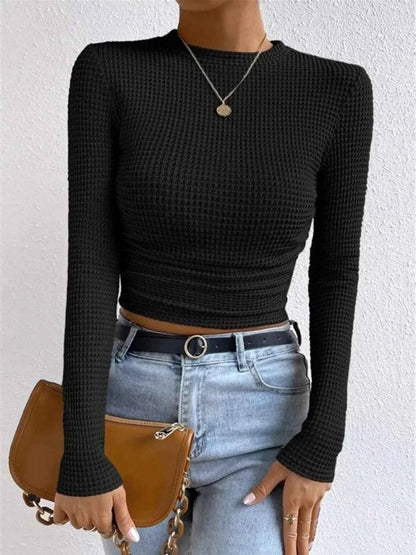 Waffle Knit Long Sleeve T-Shirt