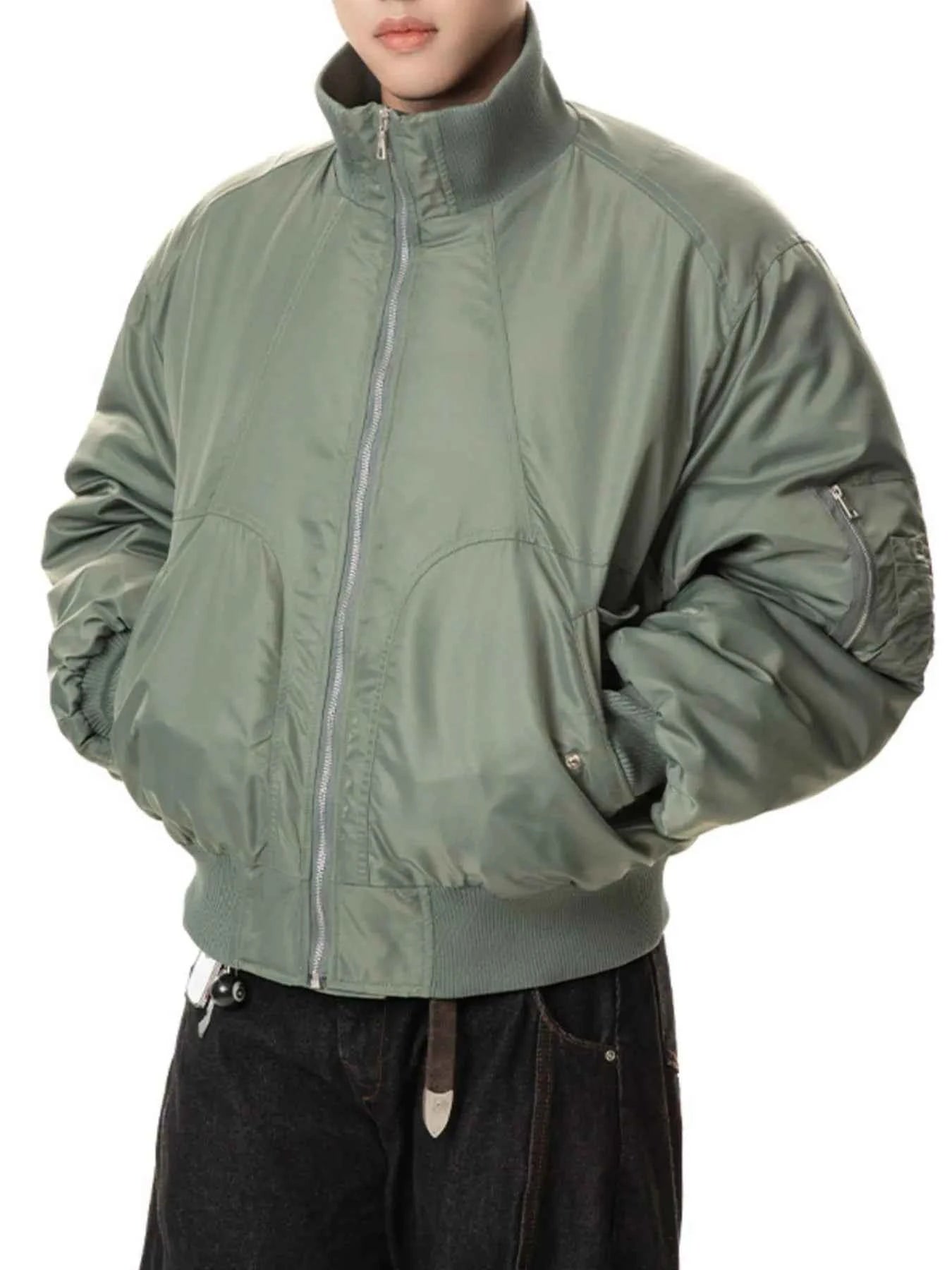 Men's Zip Up Long Sleeve Bomber Jacket