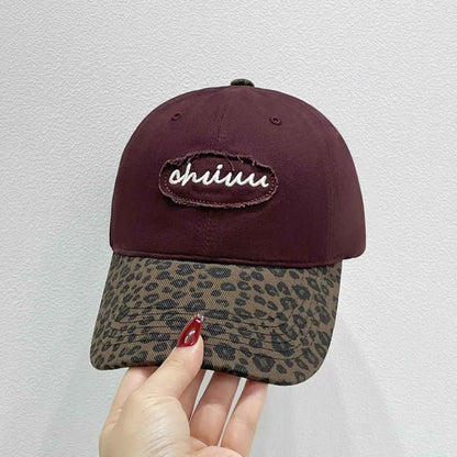 Leopard Print Baseball Cap with Embroidered Letter