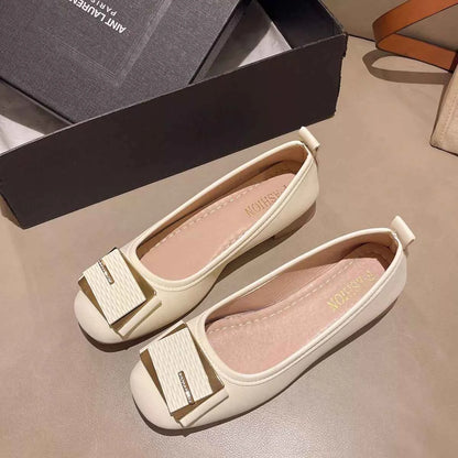 Round Toe Block Heels Slip-Ons