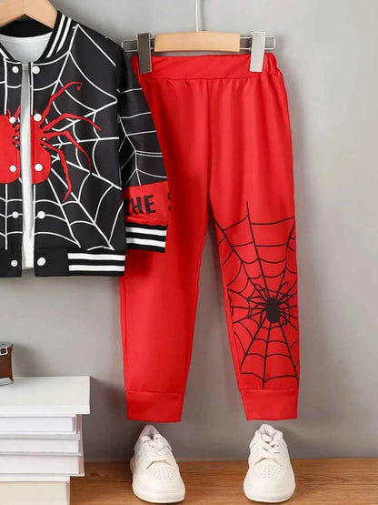 Spider Baseball Collar Top and Pants Set