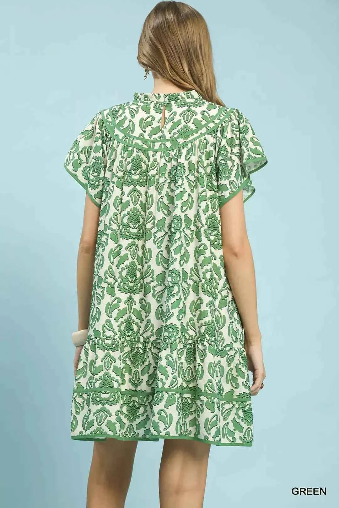 Umgee Abstract Print Babydoll Mini Dress