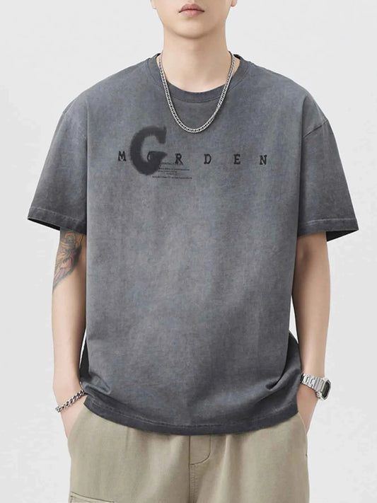 Men's Plus Size Letter Round Neck Short Sleeve T-Shirt