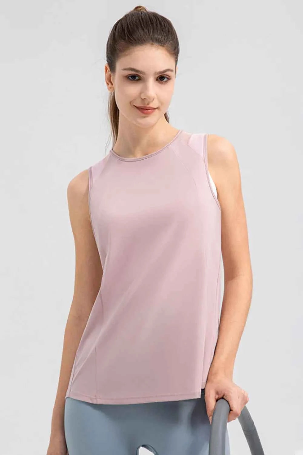 Round Neck Wide strap Active Tank