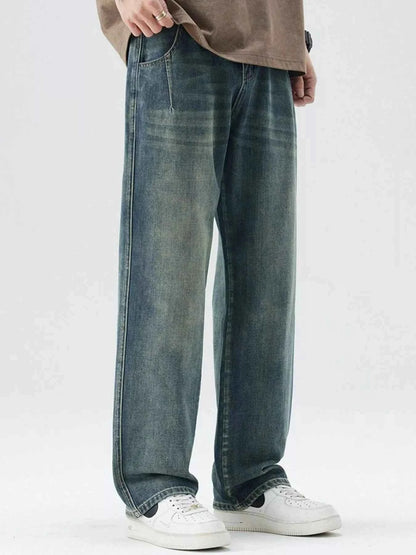 Men's Washed Wide Leg Relaxed Fit Jeans