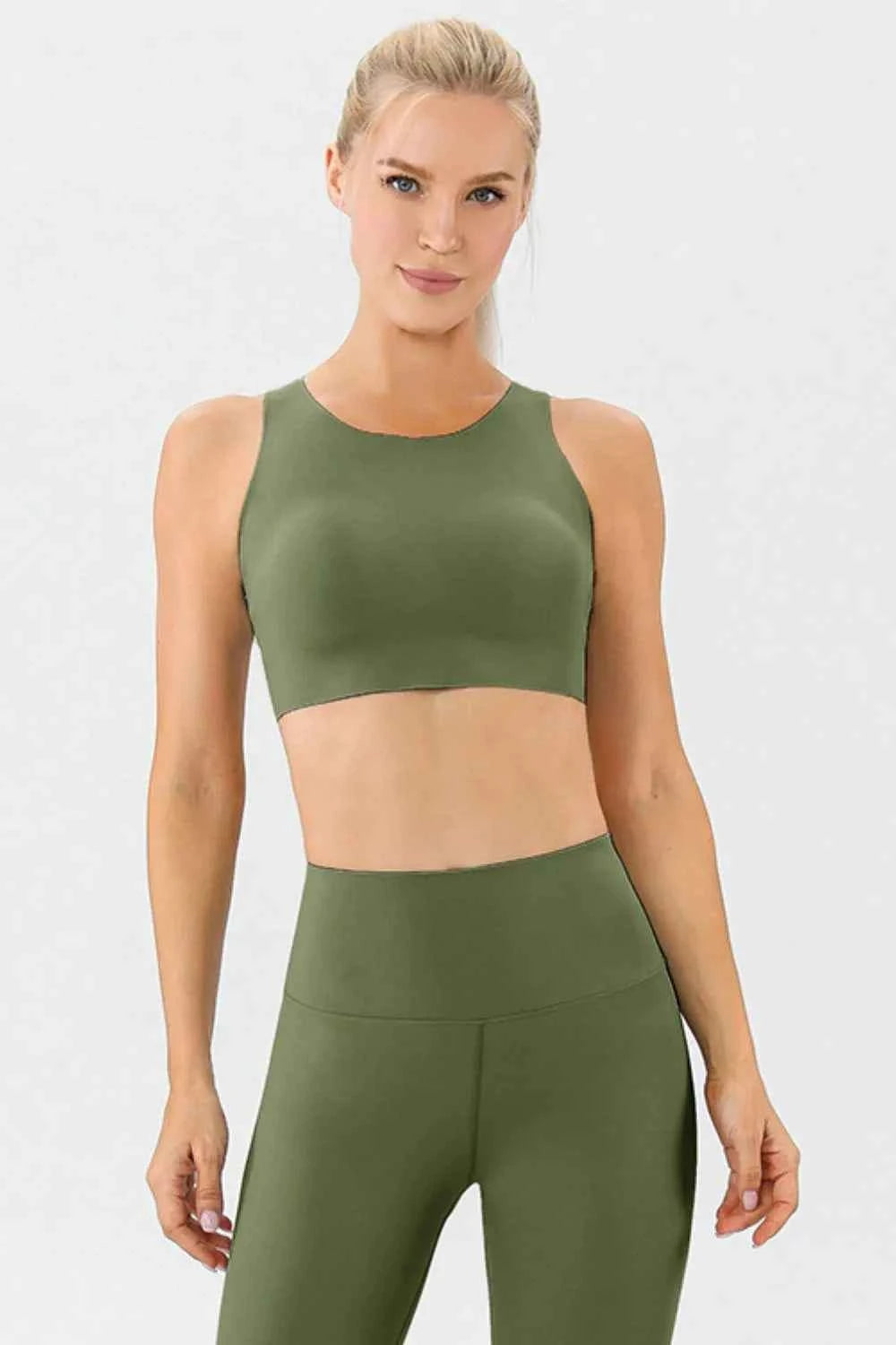 Round Neck Wide Strap Active Bra