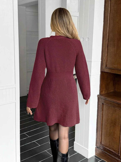 Button-Down Knitted Sweater Dress