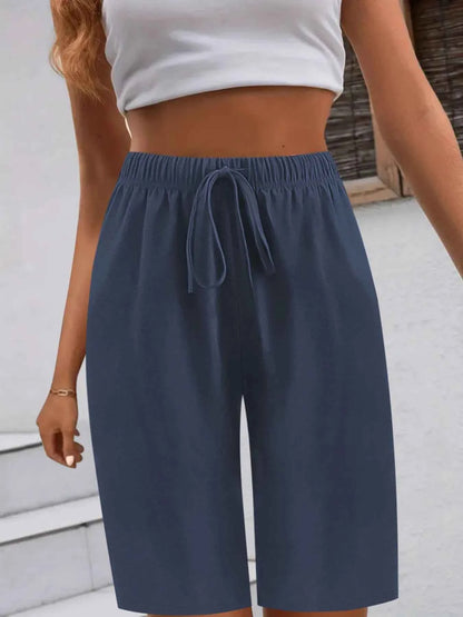 Casual Drawstring Wide Leg Shorts
