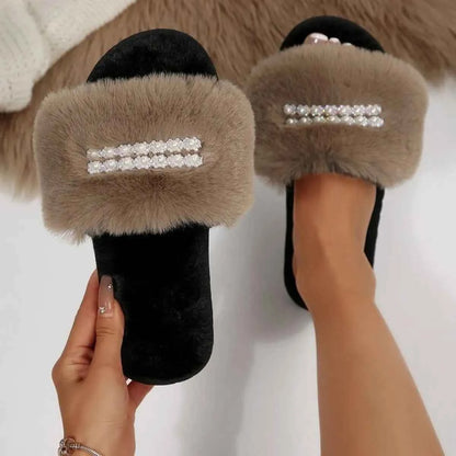 Rhinestone Open Toe Flats Slippers