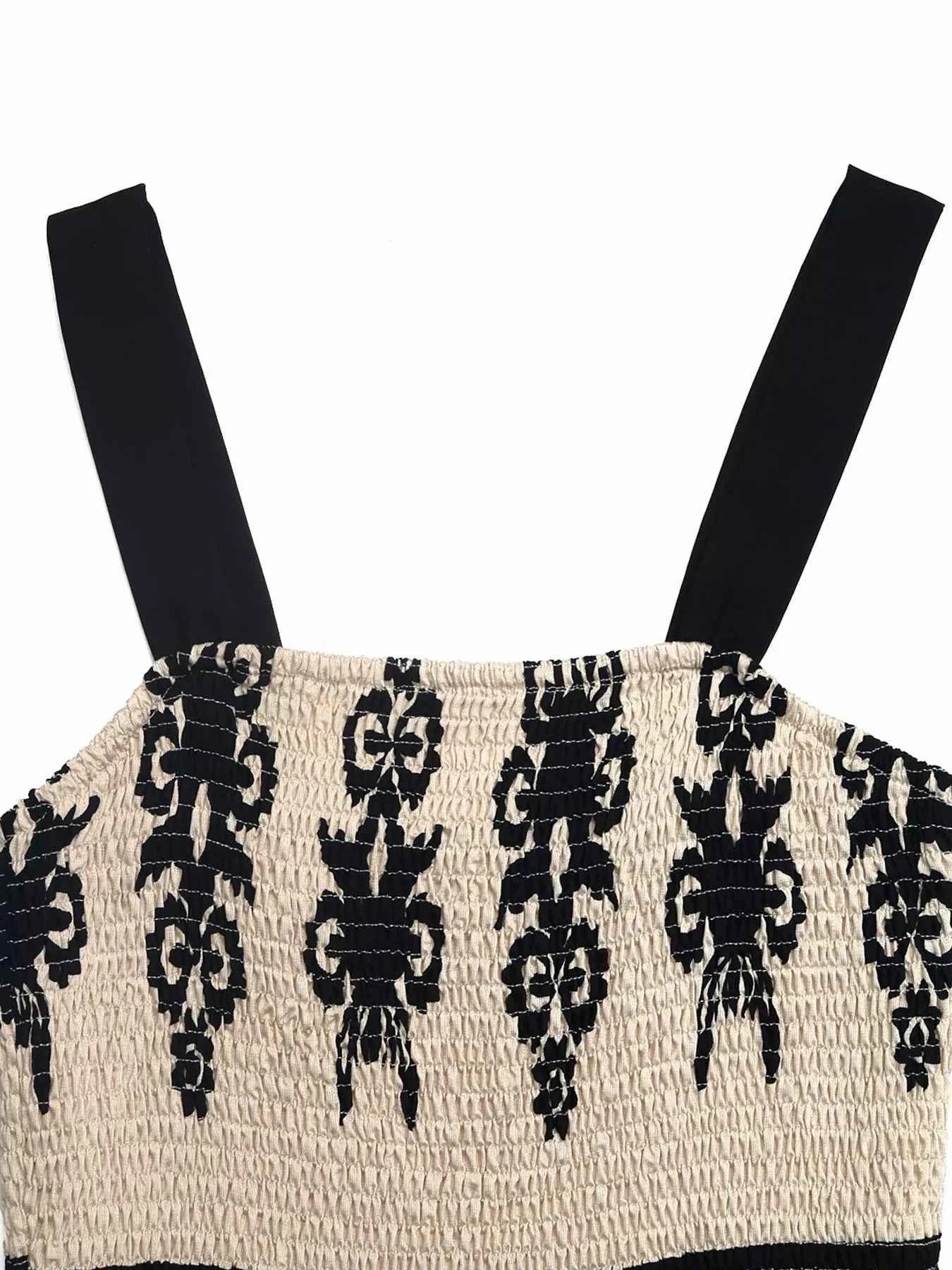 Smocked Wide Strap Tiered Dress
