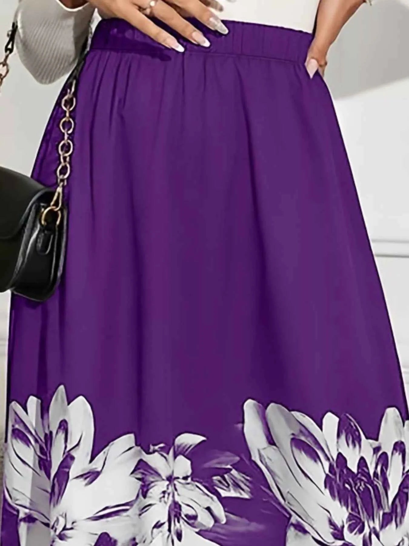 Floral Print A-Line Midi Skirt