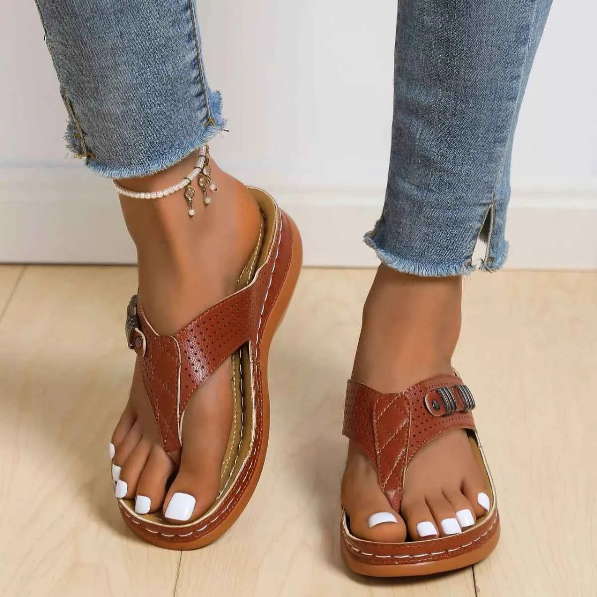 Toe Post Wedge Sandals