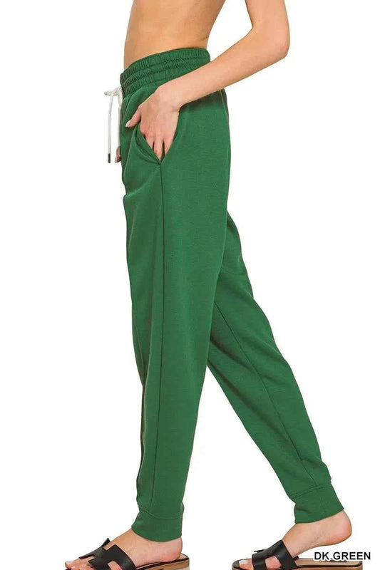 Zenana Drawstring Scuba Sweatpants with Pockets