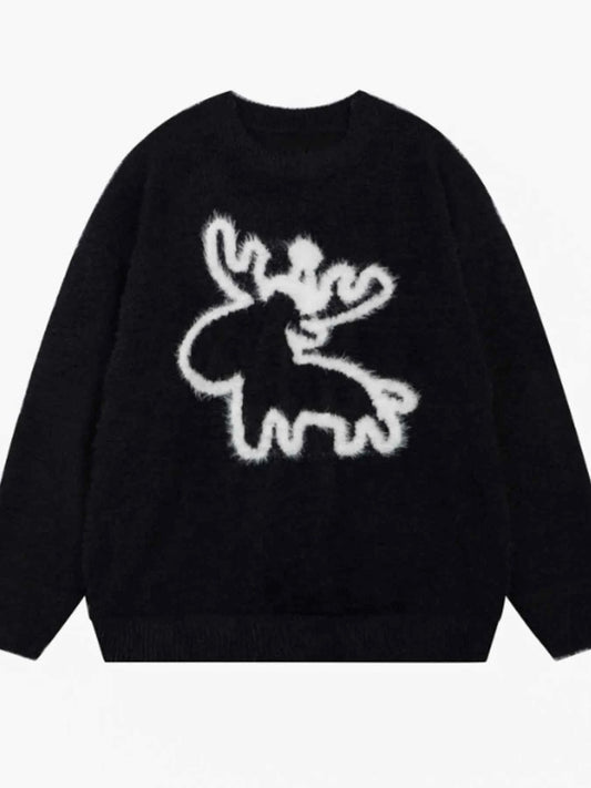 Men's Christmas Reindeer Round Neck Sweater