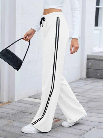 Side Striped Wide Leg Pants